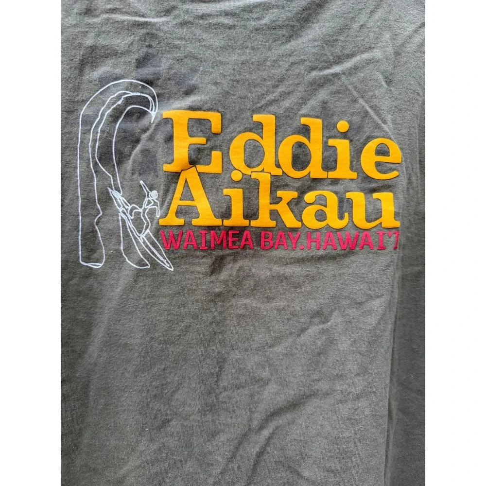 Quiksilver Eddie Aikau Waimea Bay Hawaii T-Shirt Eddie Would Go Olive Green M